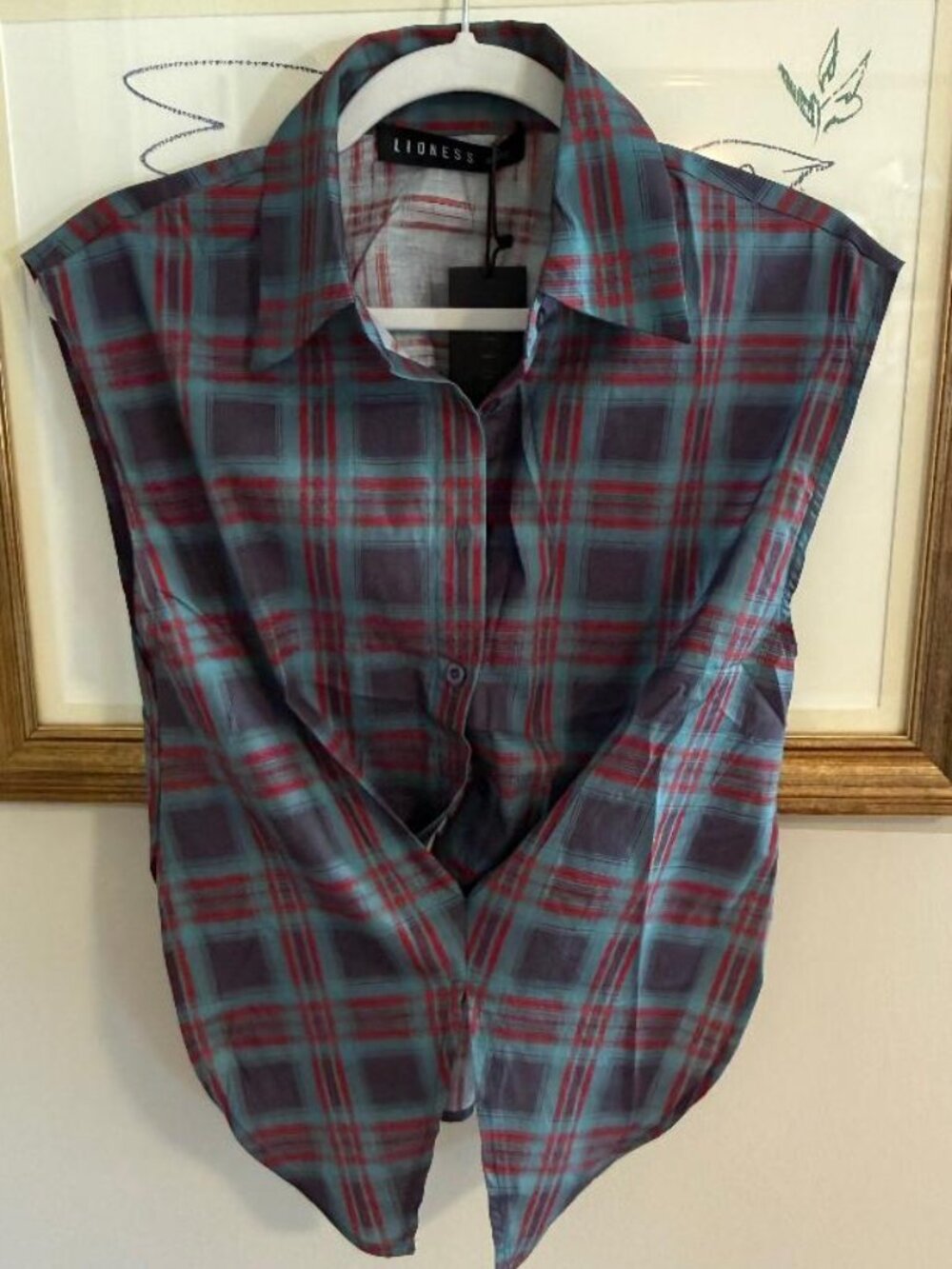NWT Lioness Plaid Blouse